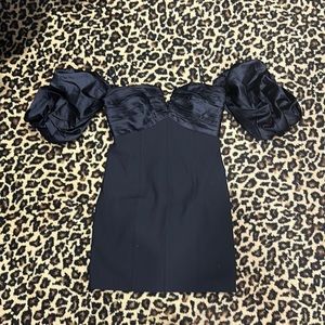 Black body con silk puff sleeve Cinq A Sept mini dress